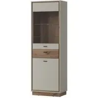 Rivero Narrow Display Cabinet with Drawer - Grey