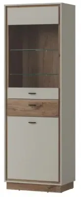 Rivero Narrow Display Cabinet with Drawer - Grey