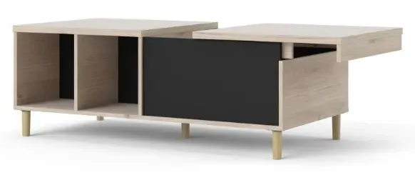 Rome Sliding Top Coffee Table - Black, Oak Effect