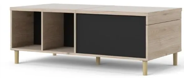Rome Sliding Top Coffee Table - Black, Oak Effect