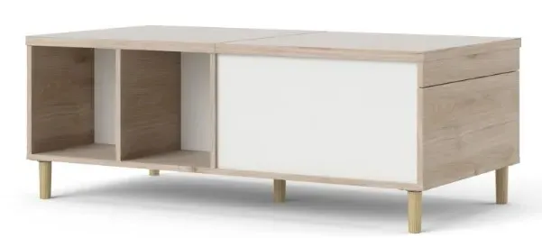 Rome Sliding Top Coffee Table - White, Oak Effect