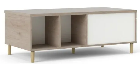 Rome Sliding Top Coffee Table - White, Oak Effect
