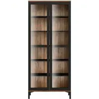 Roomers 2 Door Glazed Display Cabinet - Black