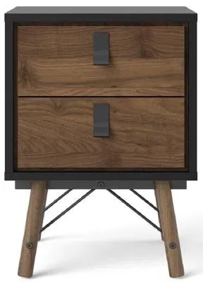 Ry 2 Drawer Bedside Cabinet - Black, Walnut image