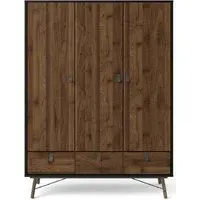 Ry 3 Door 3 Drawer Wardrobe - Black, Walnut