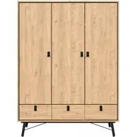 Ry 3 Door 3 Drawer Wardrobe - Jackson Hickory Oak