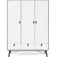 Ry 3 Door 3 Drawer Wardrobe - White