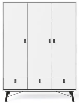 Ry 3 Door 3 Drawer Wardrobe - White