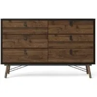 Ry 6 Drawer Wide Chest - Black, Walnut