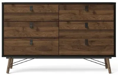 Ry 6 Drawer Wide Chest - Black, Walnut
