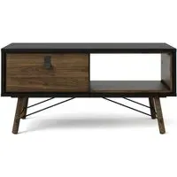 Ry Coffee Table with Drawer - Black, Walnut
