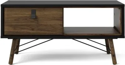 Ry Coffee Table with Drawer - Black, Walnut