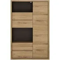 Shetland 1 Door 4 Drawer Display Cabinet - Oak