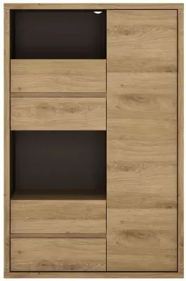 Shetland 1 Door 4 Drawer Display Cabinet - Oak image