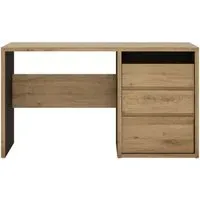 Shetland 3 Drawer Desk - Oak Effect