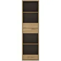 Shetland Narrow Bookcase with Drawers - Oak Effect