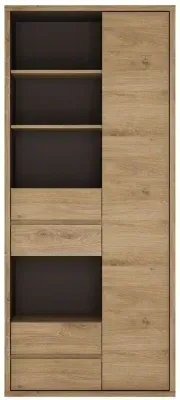 Shetland Tall Bookcase with Door and Drawers - Oak Effect image