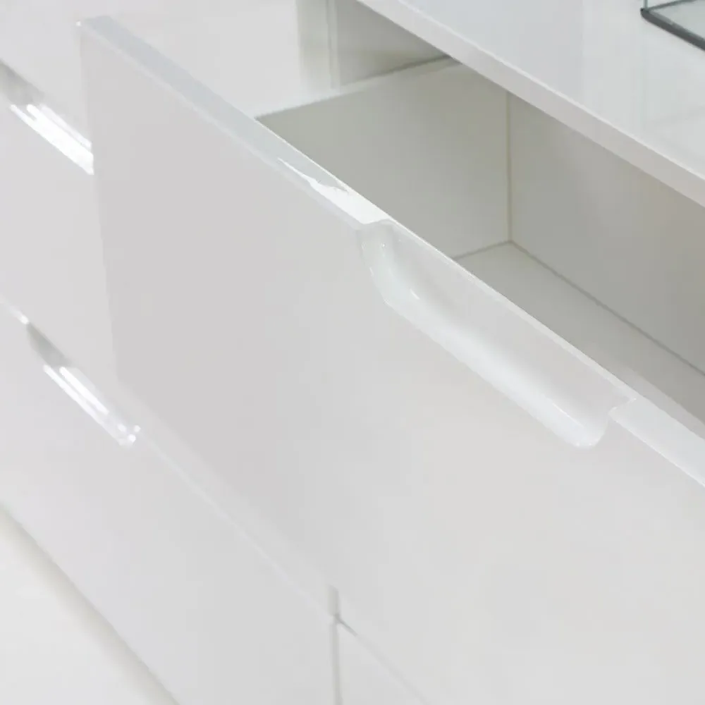 Sienna 1 Door 4 Drawer Cabinet - White, High Gloss