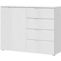 Sienna 1 Door 4 Drawer Cabinet - White, High Gloss