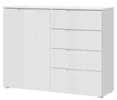 Sienna 1 Door 4 Drawer Cabinet - White, High Gloss image