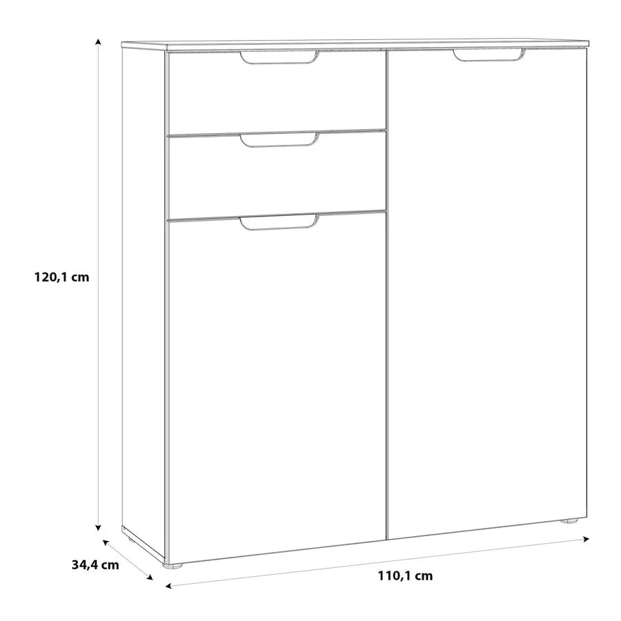 Sienna 2 Door Hall Cabinet - White Gloss