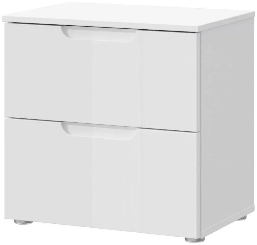Sienna 2 Drawer Bedside Cabinet - White, High Gloss