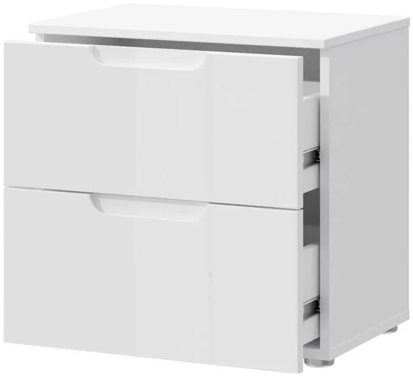 Sienna 2 Drawer Bedside Cabinet - White, High Gloss