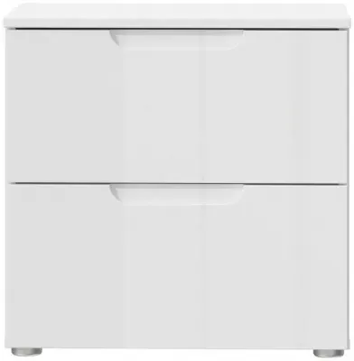 Sienna 2 Drawer Bedside Cabinet - White, High Gloss image