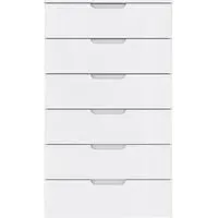 Sienna 6 Drawer Tall Chest - White, High Gloss