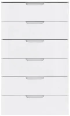 Sienna 6 Drawer Tall Chest - White, High Gloss image