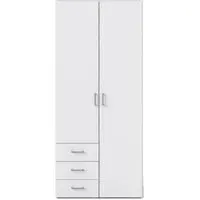 Space 2 Door Wardrobe with 3 Drawers - White