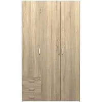 Space 3 Door Wardrobe with Drawers - Oak