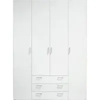 Space 4 Door Wardrobe with Drawers - White