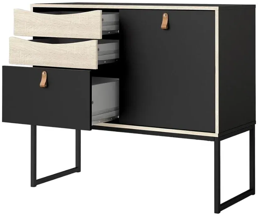 Stubbe Small Sideboard with Storage - Black, Oak