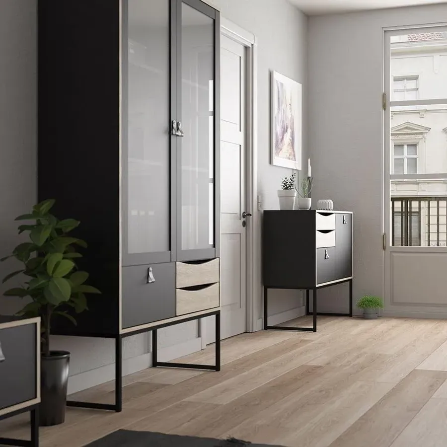 Stubbe Small Sideboard with Storage - Black, Oak