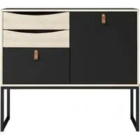Stubbe Small Sideboard with Storage - Black, Oak