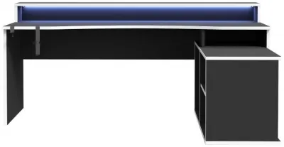 Tezaur Gaming Desk with 3 Shelves - Black