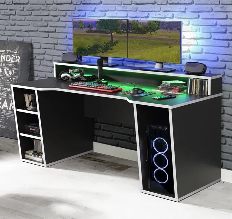 Tezaur Gaming Desk with LED Light - Black