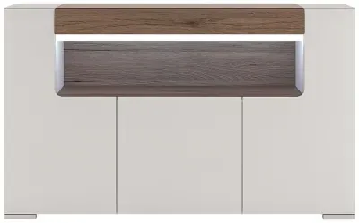Toronto 140cm Sideboard with 3 Doors - White, Oak image