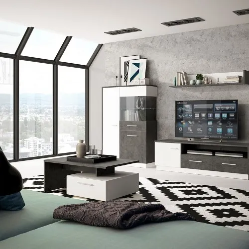 Zingaro 2 Drawer Coffee Table - Grey, White