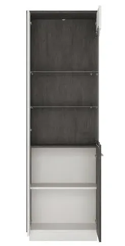 Zingaro Tall Glazed Display Cabinet LHF - Grey, White