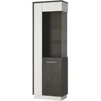 Zingaro Tall Glazed Display Cabinet LHF - Grey, White