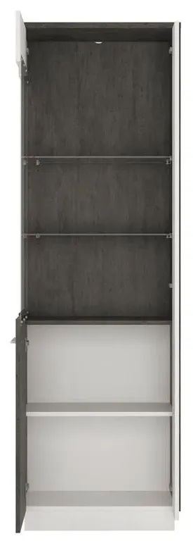 Zingaro Tall Glazed Display Cabinet RHF - Grey, White