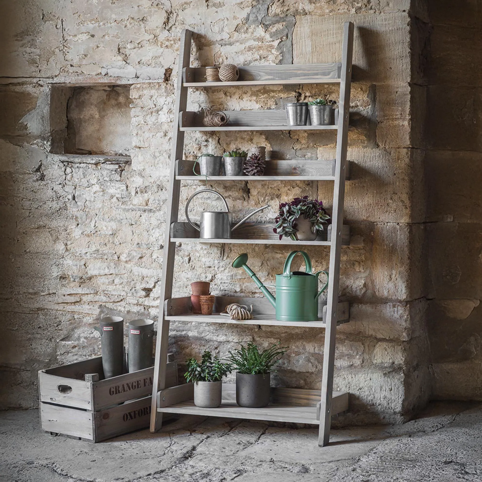 Aldsworth Wide Shelf Ladder - Natural Wood