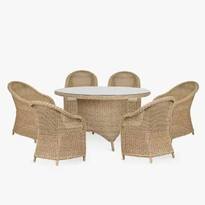 Brayford Large Round Dining Set - Natural, Rattan