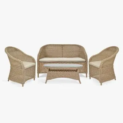 Brayford Outdoor Bench Set - Natural, Rattan