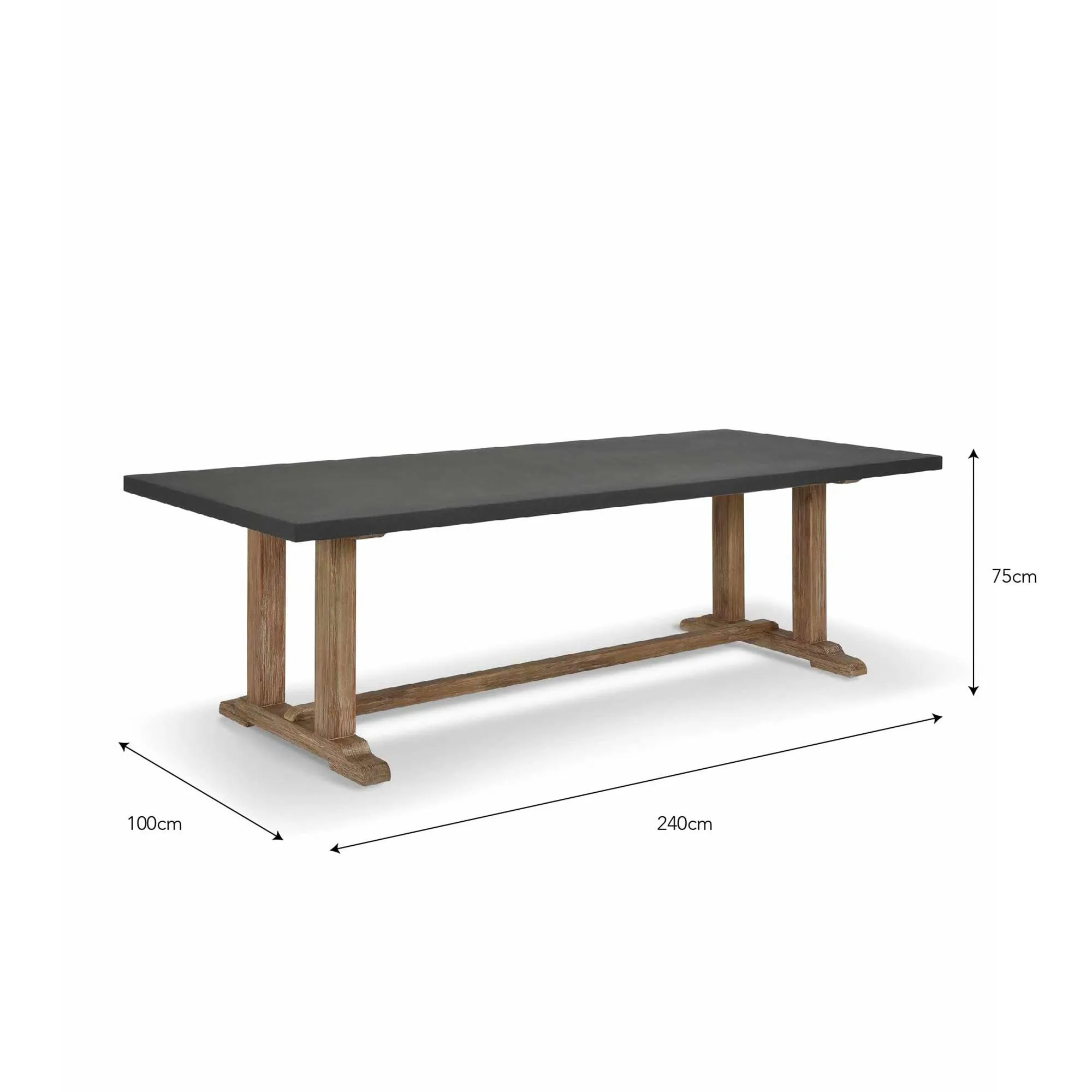 Burcot Large Outdoor Dining Table - Slate Grey