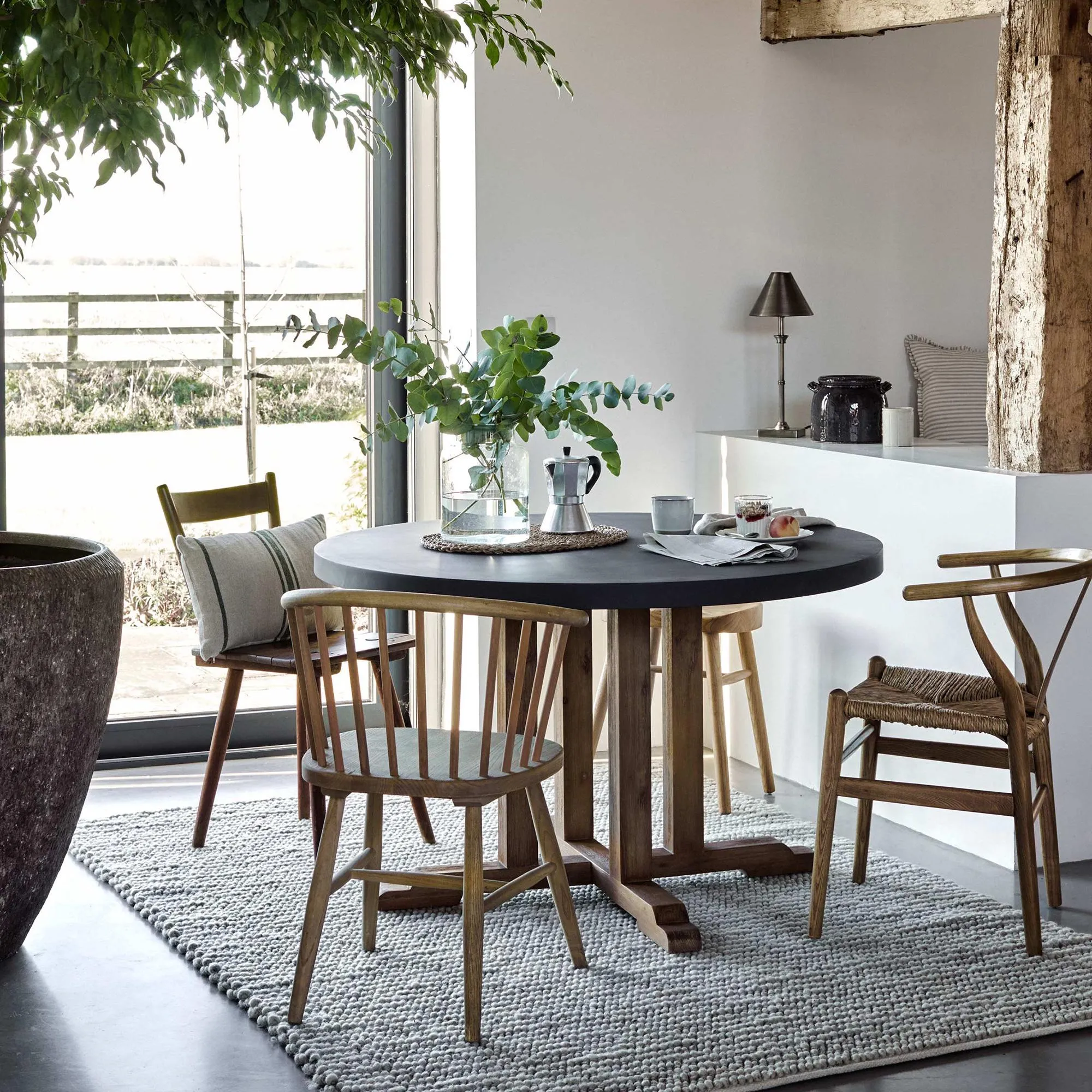 Burcot Round Outdoor Dining Table - Slate Grey