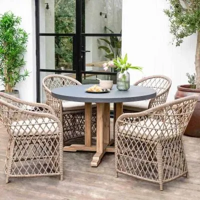Burcot Round Outdoor Dining Table - Slate Grey image
