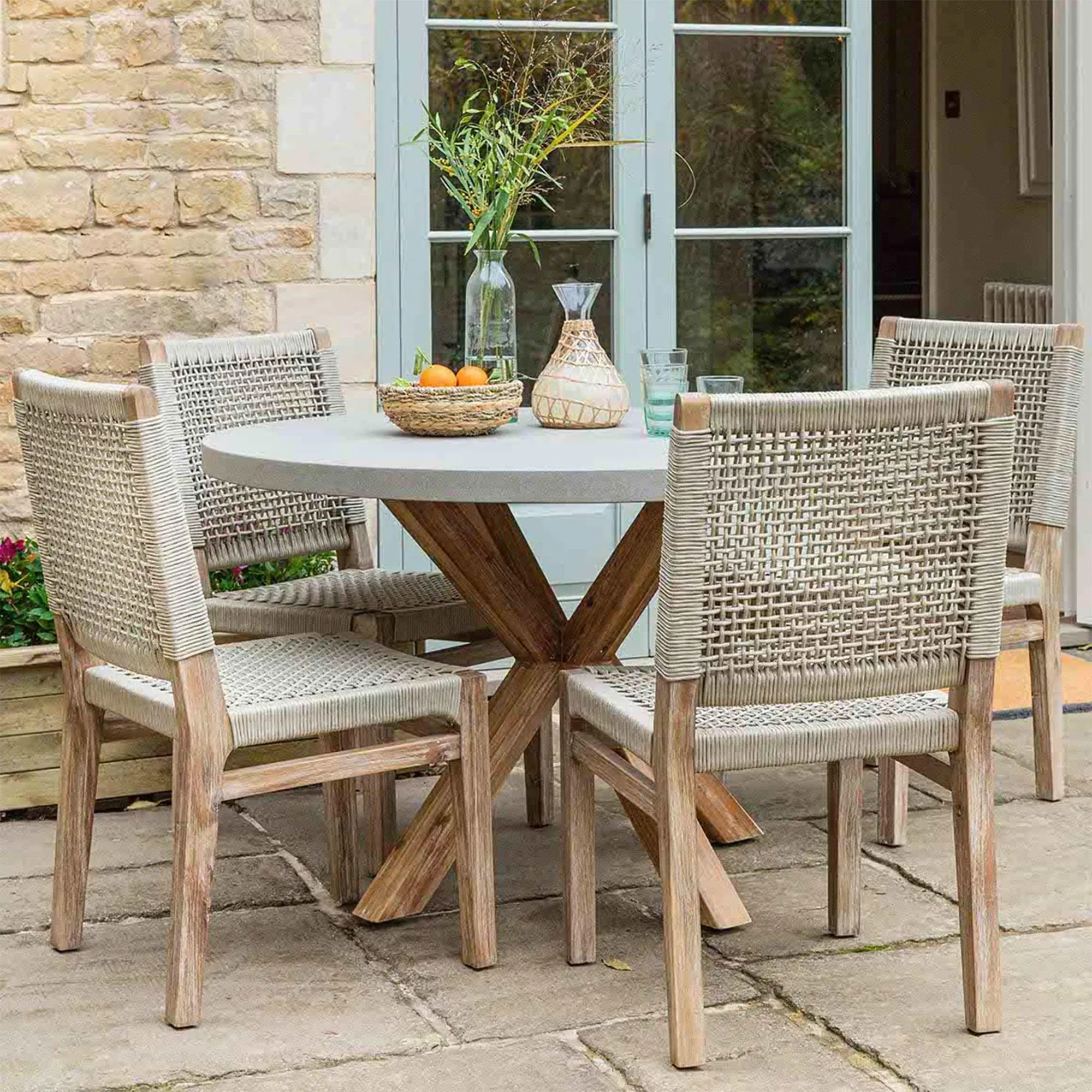 Burford Round Dining Table - Grey, Faux Concrete